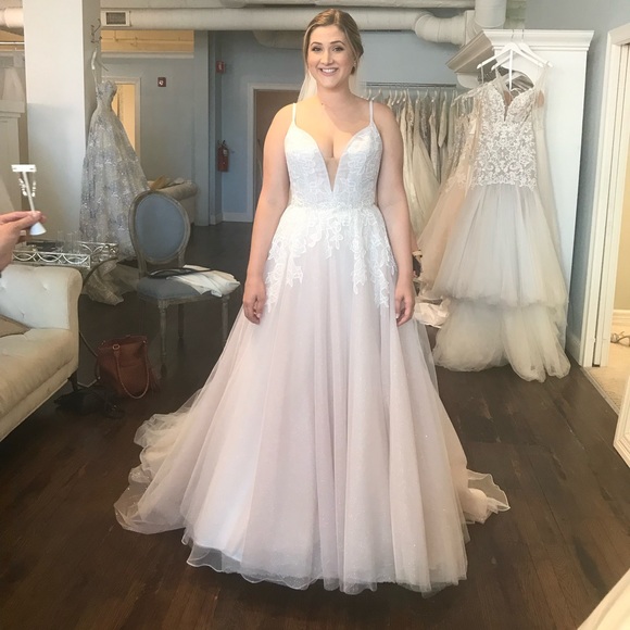 Brand new and never worn Blush by Hayley Paige gown. Size 14. Perfect condition! - Picture 2 of 7